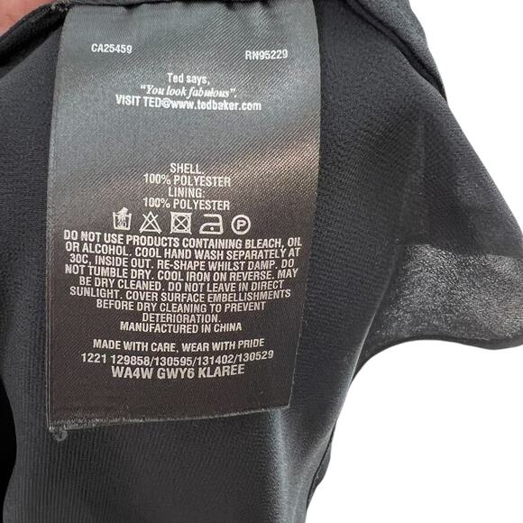 Ted Baker Klaree Top Blouse Beaded Jeweled Neckline Sheer Black Size 3 US 8 - Picture 12 of 12